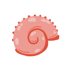 Spiral shell of snail or mollusk. Simple doodle cartoon illustration
