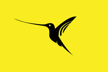 Minimal Awesome Creative Trendy Professional Hummingbird Logo Design Template On Yellow Background