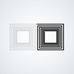 Rectangle Logo with lines.Rectangle unusual icon Design .frame with Vector stripes for images
