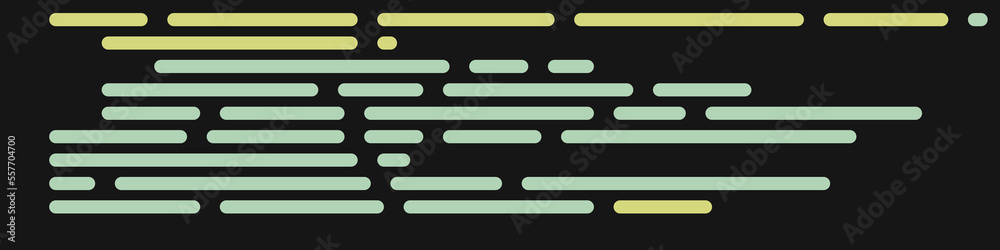 Wall mural code on screen vector illustration, flat cartoon coding lines simulation