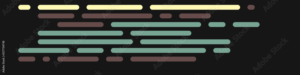 Wall mural code on screen vector illustration, flat cartoon coding lines simulation