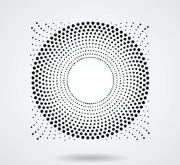 Halftone dots in circle form. round logo . vector dotted frame . design element
