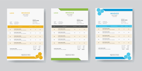 clean invoice template vector design. money bills or price invoices and payment agreement design templates. Bill form business invoice accounting.
