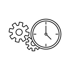 illustration of time management, clock with cogwheel icon vector