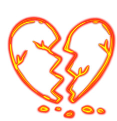 Valentines day neon heart break up hurt sad symbol glow in the dark - 557706906