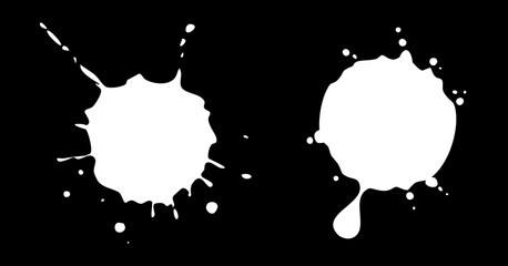 White splash ink set. Spot stains. Splatter collection. Vector illustration