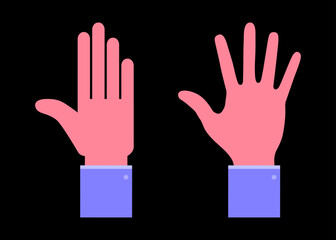 Obraz premium Colorful hand emblems.Hand flat set. Hand logo. Glove icon. Vector illustration