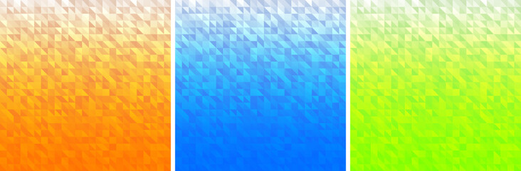 Geometric gradient backgrounds. Set of colorful bright technology patterns. Vector illustration.