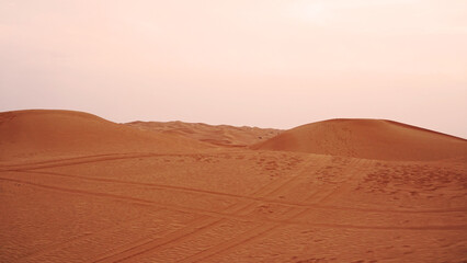 Fototapeta na wymiar Sand dune in Saudi desert - Beautiful Arabian desert. Sunset in the desert