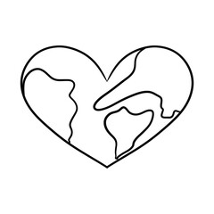 Globe Heart Line Art