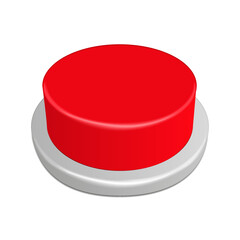 Red Push Button isolated on a white background. 3d rendering