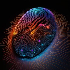 3D illustration of technologic fingerprint. Concept for technology, identity and security
