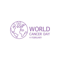 Violet world cancer day 4 january. Vector icon