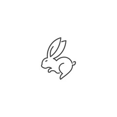 Simple line rabbit. Vector hand drawn logo icon