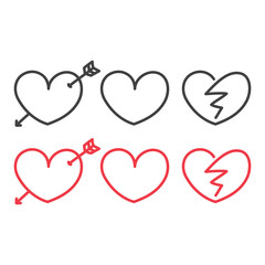 love heart valentine set. Vector hand drawn icon