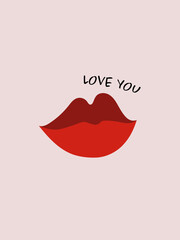 Love You - Kussmund, Lippen, Vektorgrafik