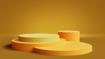 Modern Yellow 3D rendering podium