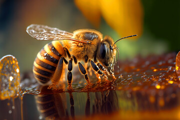 Futuristic bee in macro view. Gen Art