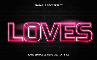loves editable text effect, lettering typography font style, pink glow 3d text for valentines