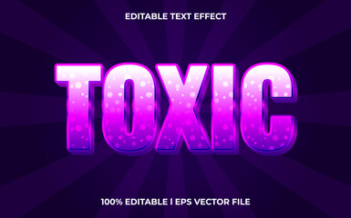Toxic editable text effect, lettering typography font style, purple 3d text for tittle