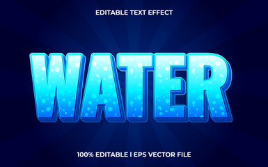 water editable text effect, lettering typography font style, blue 3d text for ice drink