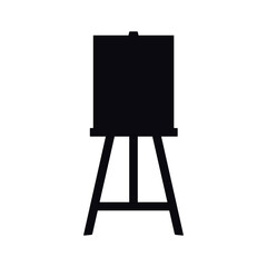 Flat vector painting tools in childish style. Hand drawn art supplies, easel with canvas