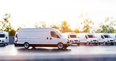Transportation van and fleet of cargo trucks courier service © Photocreo Bednarek