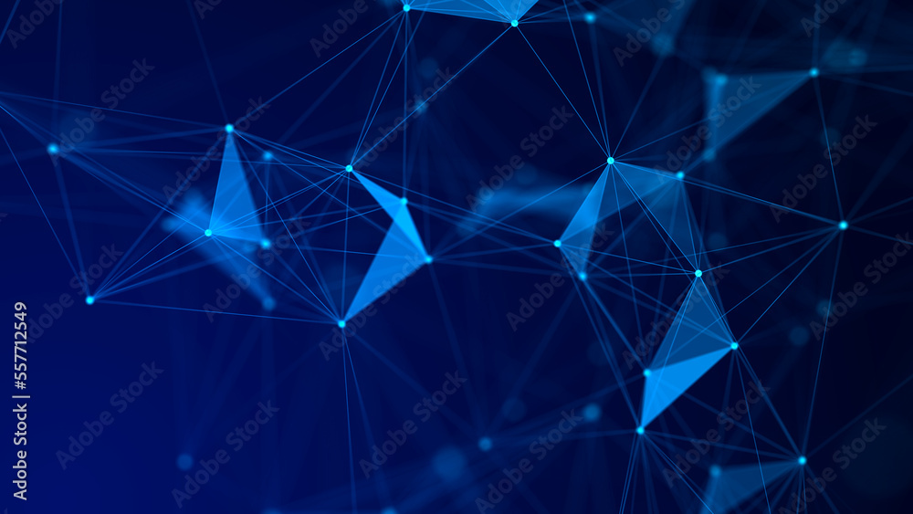 Leinwandbilder The distribution of triangular shapes in space. Network connection structure. Big data digital background. 3D rendering.