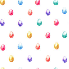 Hand drawn watercolor easter egg seamless pattern