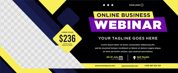 Digital marketing live webinar and corporate social media post or template banner