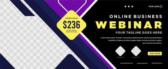 Digital marketing live webinar and corporate social media post or template banner