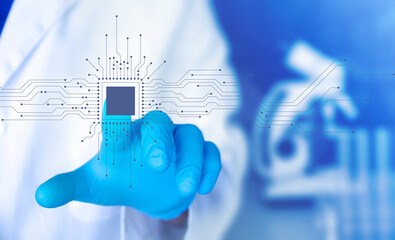 mano, medico, scienza, processore, informatica