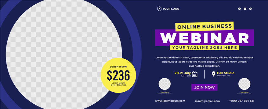 Digital marketing live webinar and corporate social media post or template banner