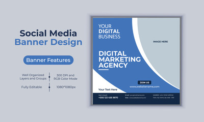 Digital marketing agency social media post banner design vector template modern layout design