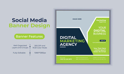Fototapeta na wymiar Digital marketing agency social media post banner design vector template modern layout design