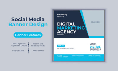 Fototapeta na wymiar Digital marketing agency social media post banner design vector template modern layout design