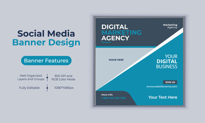 Digital marketing agency social media post banner design vector template modern layout design