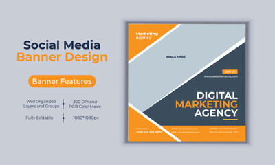 Digital marketing agency social media post banner design vector template modern layout design