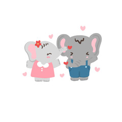 elephant with heart in love, valentine's day illustration