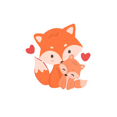 fox with heart valentine's day illustration