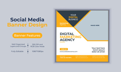 Digital marketing agency social media post banner design vector template modern layout design