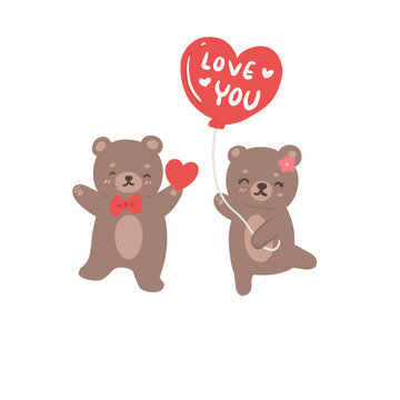 bear with heart and in love, valentine's day illustration