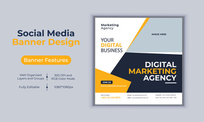 Digital marketing agency social media post banner design vector template modern layout design