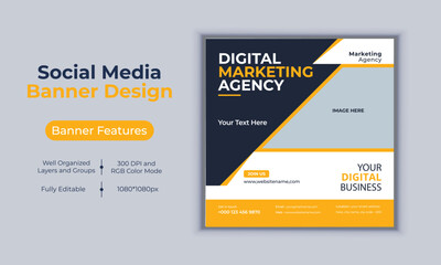 Digital marketing agency social media post banner design vector template modern layout design