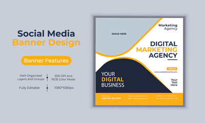 Digital marketing agency social media post banner design vector template modern layout design