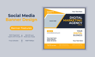 Digital marketing agency social media post banner design vector template modern layout design