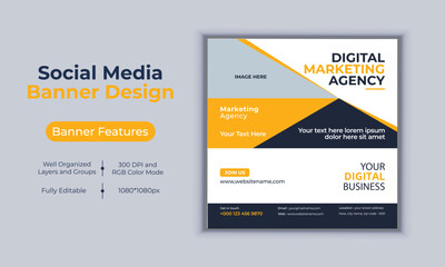 Digital marketing agency social media post banner design vector template modern layout design