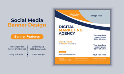 Digital marketing agency social media post banner design vector template modern layout design