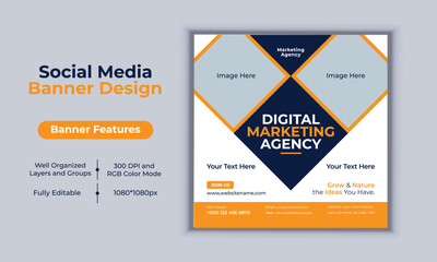 Digital marketing agency social media post banner design vector template modern layout design