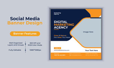 Digital marketing agency social media post banner design vector template modern layout design
